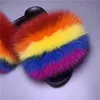 Pantofole NXY Moda all'ingrosso Carino Multi-colori Sandali in pelliccia per bambini e scivoli in vera volpe per bambini 220125