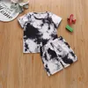 2021 Lato Dzieci Odzież Zestaw Moda Tie Dye Drukowane Spodenki Stroje 2 Sztuk / Ustaw Kostium Dla Baby 3 Kolory