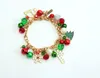 Gold Tone Christmas Bracelet Party Favor X-Mas Holiday Jingle Bells Charm Beaded Crystal Ball Polsbandje Groen