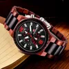 Wood Watch Men Multifunction Chronograph Military Big Dial Sport Wood Men Watches Relogio Masculino med Box303x