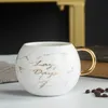 Tasse à café en céramique de marbre poignée en or petit déjeuner lait bureau Wate tasses à expresso cadeau ami