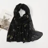 Effen katoenen sjaal Dames Hijab Shiny Star Sjaals Lange Sjaal Foulard Moslim Vrouw Sluier Islamitische Turban Dames Bandana 2021