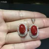 Bracelet, Earrings & Necklace KJJEAXCMY Boutique Jewels 925 Sterling Silver Inlaid Natural Ruby Red Coral Pendant Ring Suit Support Detectio
