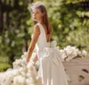 Mode Ärmelloses Rückenloses Hochzeitskleid 2022 Satin Schleife Quadratischer Kragen Meerjungfrau Prinzessin Vestido De Novia Brautkleid Abnehmbarer Zug