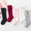 DHL Baby Girls Socks Toddlers Bow Long Sock Kids Knee High Soft Soft Cotton Mesh Spanish Style Children 0-3 Years Breattable Socks