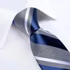 Bow Ties Blue Striped Mens Wedding Accessories Necktie Handkerchief Cufflinks Brooch Pin Gifts For Men Wholesale Items Business 2370