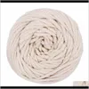 Garnkläder Tyg Apparel Drop Leverans 2021 Slitstarka 4mx100m Handgjorda Dekorationer Naturlig Beige Vit Ram Bomull Twisted Cord Rope DIY H