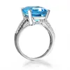 Eheringe Meer Blau Kristall Herren Stein Ring Klassische Natur Topas Schmuck Geschenk für Party Heiraten 6 7 8 9 10 Größe