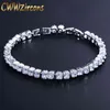 CWWZircons princesse coupe étincelante carré Zircon cubique pierres de luxe femmes Tennis Bracelet de haute qualité CZ bijoux CB059