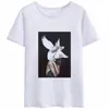 Женская футболка забавные футболки для женщин Grunge эстетические сексуальные цветы перья печатают графические повседневные с короткими рукавами футболка рубашка Femme одежда