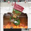 Kerstversiering Feestelijke feestartikelen Huis Tuinouzen Santa Claus Sok Grote Xmas Decoratie 18 "Snowman Rendier Kous For