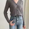 Pull col en v automne simple boutonnage Cardigan femmes solide femmes veste Slim tricots Femme mode 11120 210510