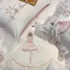 Juegos de ropa de cama Estilo princesa 60 Funda nórdica de encaje bordado para niñas de ballet de algodón de cuatro piezas para niños