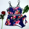 Wysoka talia strój kąpielowy sexy bikini kobiety stroje kąpielowe vintage bikini zestaw wzburzony kostium kąpielowy Tankini top biquini plus rozmiar 210604