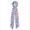 Scrunchies Hårband Scarf Chiffon Floral Long Bow Streamer Elastisk Ribbon Hårband Tillbehör Ponytailhållare 6 Färger Valfritt