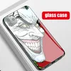 TPU+Tempered Glass Comics Joker Telefonfodral för iPhone 12 Mini 11 Pro Max 6 6S 7 8 Plus X XR XS MAM SE2 SAMSUNG S8 S9 S10 E S20 S21 Ultra Note 9 10 Mobiltelefonskal Cover3818036