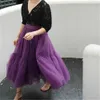 Elegant Tulle Pleated Skirt Summer Autumn Winter Big Swing Women Skirt Korean Female Cute Green Blue Purple Long Skirt Tutu 210619