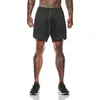Joggers shorts män 2 i 1 kort byxor gymfitness bodybuilding träning snabb torr strand bär manlig sommar sport s