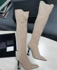 Mode Luxus Weiche Leder High Heel Boots Designer Knie-High Boot Sonderform Heels Winter Dicke Schuhe Für Frauen