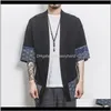 Ytterkläder Coats Mens Kläder Kläder Drop Leverans 2021 Bomull Kinesisk Streetwear Kimono Skjorta Män Linne Cardigan Jackor Coat Plus Storlek 5