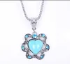 Mix Order Heart Flower Tibetan Silver Turquoise Hanger Kettingen DMTQN055 Mode Gift Nationale Stijl Dames DIY Ketting Hangers