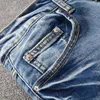 Jeans homme Bandana Paisley imprimé Patchwork Streetwear Slim Skinny Stretch Denim crayon pantalon trous déchiré pantalon 40