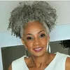 Brazilian natural grey ponytail hairpiece silver grays drawstring clip in human hair kinky curly salt and pepper highlights gray p3383316