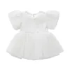 Born Baby Girls Puff Sleeve Romper Onesie Dress with Headband Boutique Dresses Girl Cotton Clothing 210529