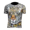 3D Leopardo Impressão T Camiseta Homens Manga Curta Gelo Seda Respirável Tshirt Casual Streetwear Camisas Engraçadas Tops Camiseta Masculina 210527