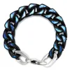 Blu Bianco Nuvole Cielo stellato Moda Hip-Hop Punk Bracciale da uomo in acciaio inossidabile verniciato a catena cubana