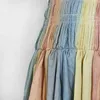 Elegant randig färgstark kjol för kvinnor Hög midja Ruched Casual Kjolar Kvinnlig Mode Kläder Vår 210521