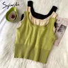 Syiwidii Vis Fil Camis Femmes Casual Sexy Crop Tops Tricoté Solide Noir Vert Débardeurs D'été De Mode Court Vêtements 210417