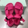 2021 OW Micro Trek sandali sportivi a forma piatta da uomo Donne Black White Navy Pink Multicolor Pelle Sliver dimensioni 35456340924
