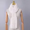 Winter Women's Genuine Real Rex Rabbit Fur Hand Knitted Scarf Scarfs Cowl Ring Scarves Wraps Snood Street Fashion Tassel 220114