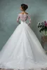Vintage Lace Ball Gown Wedding Dresses Long Sleeves Appliqued V-Neck Off Shoulder Plus Size Bridal Gowns218r
