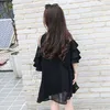 Robe de filles adolescentes Robe noire de Noël Robe de cérémonie de fête élégante Robe en mousseline de soie pour les étudiants juniors Fille 8 10 12 13 14 15 ans Q0716