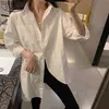 White Women Cotton Hong Kong Style Ladies Tops Casual Plus Size Loose Shirts Long Sleeve Shirt Clothes 13511 210417