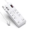 US Stock Bestek 8-Outlet Plug Surge Protector Ström med 4 USB-portar, 5V 4.2A, 6-fots tungt förlängningssladd A01297F