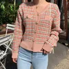 Vintage Dzianiny Sweter Damski Sweter Kawaii Tweed Jesień Zima Koreański Retro Dzianiny Ubrania Topy 211007