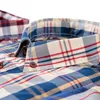 Aoliwen brand Men's 100% Cotton High Quality Printed Plaid Shirt Fashion Men's Long Sleeve Casual Striped Flannel Shirt 220222
