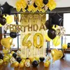 60pcs Gold Black Balloons Happy Birthday Party Decorations Boy Man Woman 10th 12th 13th 15th 18 25 30th 40 50 60 75th Years Old 220114