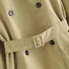 Vrouwen Elegante Khaki Lange Trench Coat met Riem Batwing Mouw Kantoor Dames Werklijtage Jas Uitloper Windbescherm Roupas 210515