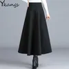 Plus Size 3XL High Waist Long Skirts Women Wine Red Black Pleated Skirt Fashion Elegant Office Ladies Faldas Saia Ladies Jupe 210619