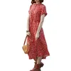 새로운 숙녀 섹시 레오파드 인쇄 여름 드레스 여성 캐주얼 셔츠 MIDI 여성 A 라인 느슨한 보헤미안 비치 vestidos y0823
