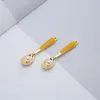 Fashion Spoon Pearl Enamel Charms Metal Pendants Gold base Fashion Jewelry Accessories for DIY handmade