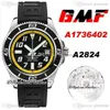 GMF 42mm 특수 A1736402 ETA A2824 자동 남성 시계 검은 다이얼 옐로우 내부 번호 마커 고무 스트랩 시계 슈퍼 에디션 PTBL PURETIME A02