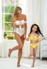 Kids Girl Swimsuit Crochet Bandeau Bikini Set Badkläder Barn Två Pieces Kid Beach