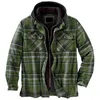 Chaqueta de invierno a cuadros Hombres Espesar Cremallera Abrigo Algodón Vintage Cortavientos a prueba de viento Bomber de gran tamaño Jaqueta Masculina 211217