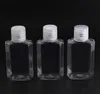 quality 30ml 60ml Empty PET plastic bottle with flip cap transparent square shape bottles for makeup fluid disposable hand sanitizer gel