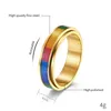 2021 Rotatable Stainless Steel Ring Lesbian Gay Pride Rainbow Rings Women Men Promise Jewelry Gifts